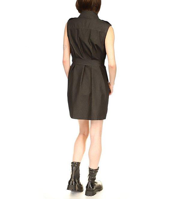 Michael Kors Mini Chambray Sleeveless Trench Dress Product Image