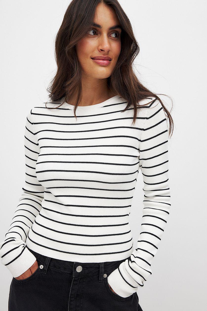 Ribbed Knitted Round Neck Top Product Image