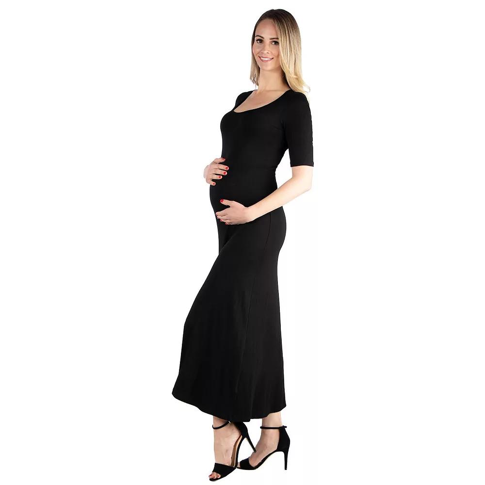 Maternity 24Seven Comfort Apparel Casual Maxi Dress, Women's, Size: Small-Mat, Black Product Image