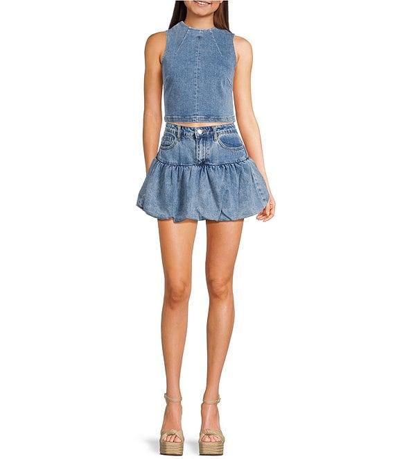 Signature 8 High Neck Denim Mini Top Product Image