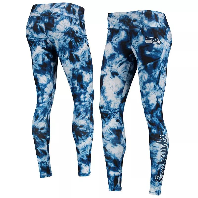 Women's FOCO College Navy Seattle Seahawks Tie-Dye Leggings, Size: Small, Blue Product Image