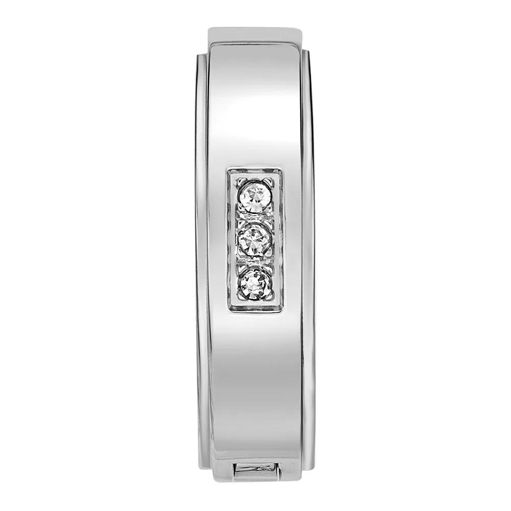 Men's LYNX Cubic Zirconia Stainless Steel Hoop Earring Product Image