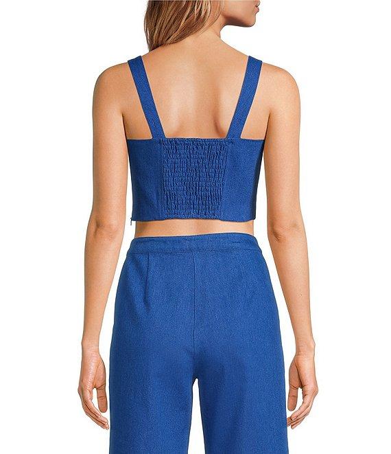 Lucy Paris Coordinating Renna Square Neck Sleeveless Denim Crop Top Product Image