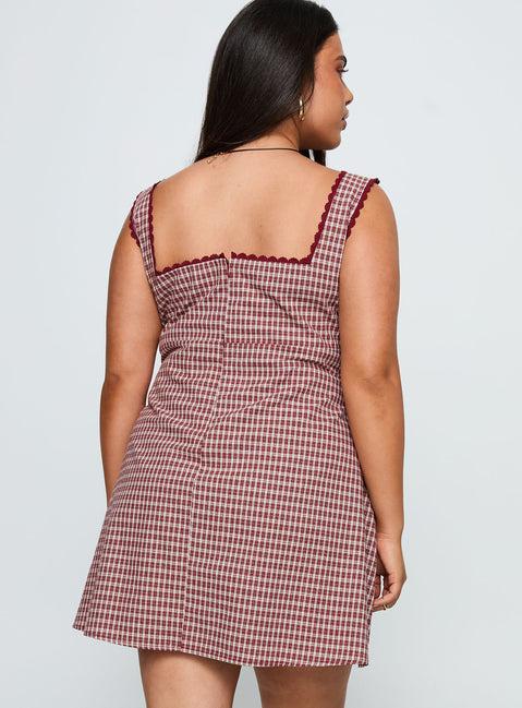 Dasha Mini Dress Red Check Curve Product Image