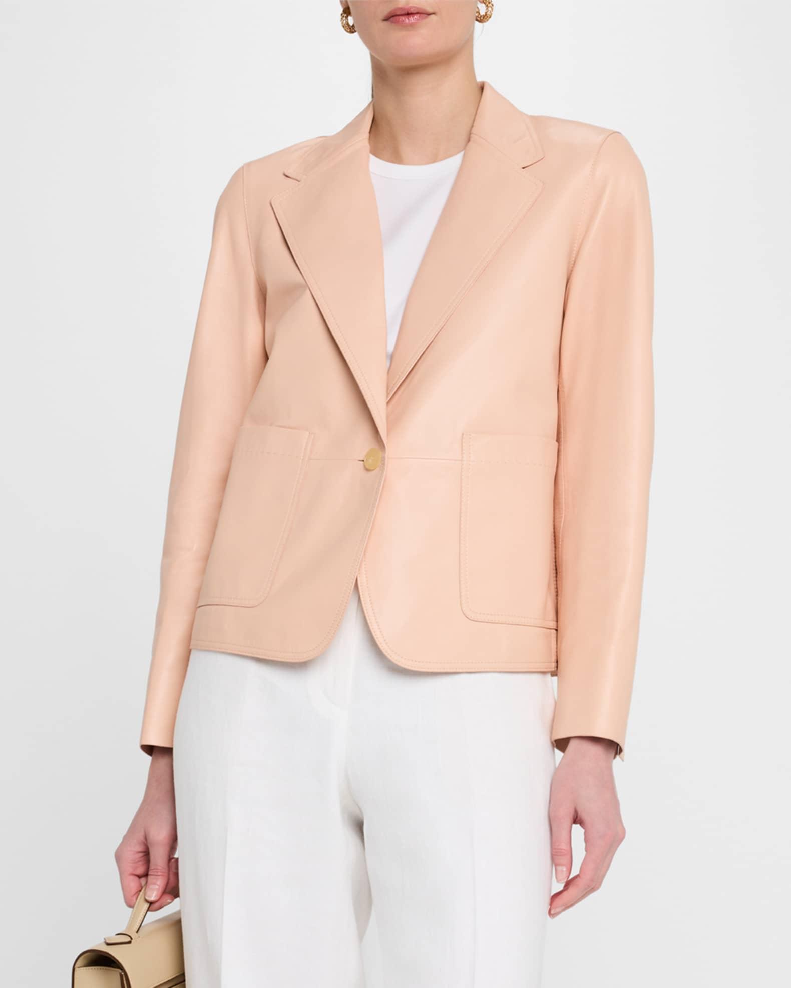 Single-Button Leather Boyfriend Blazer Product Image
