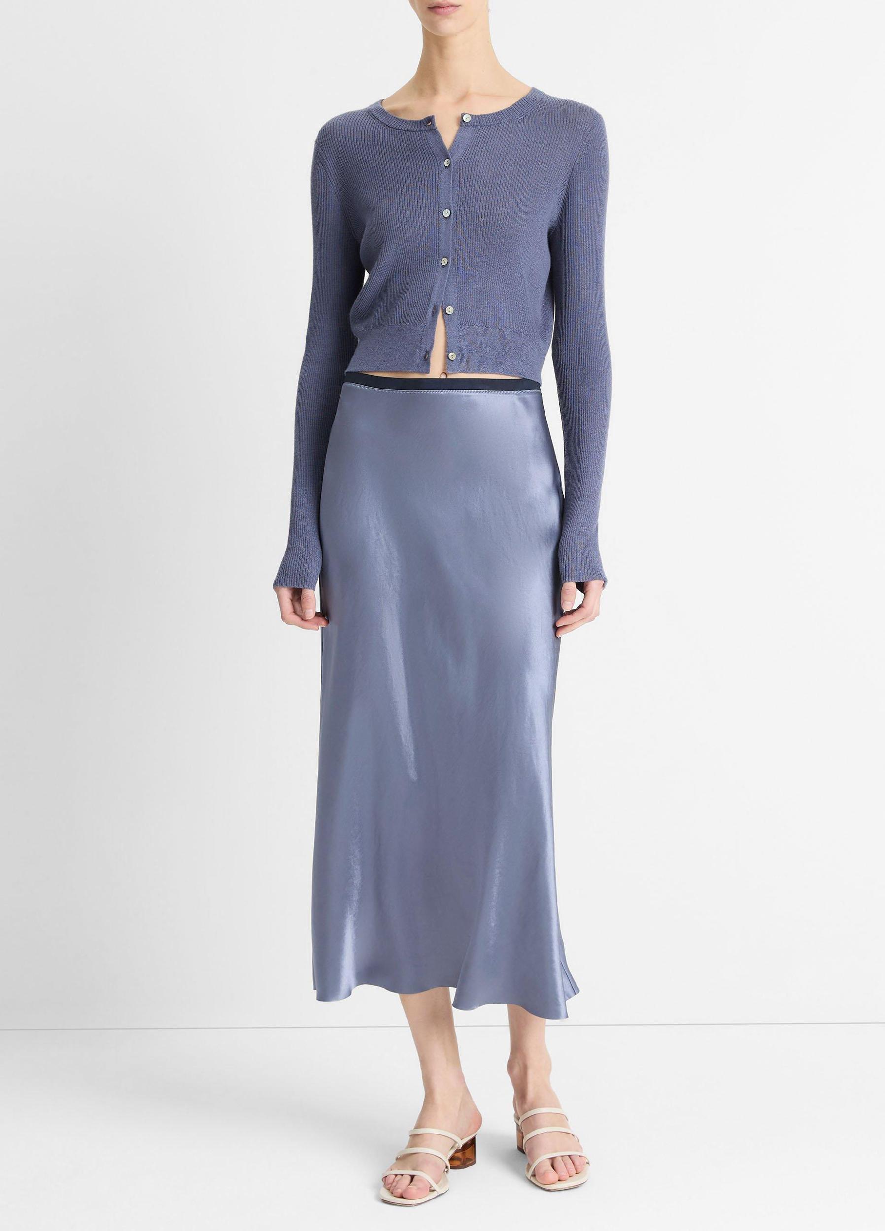 Ribbed Cashmere-Silk Slim Cardigan Product Image