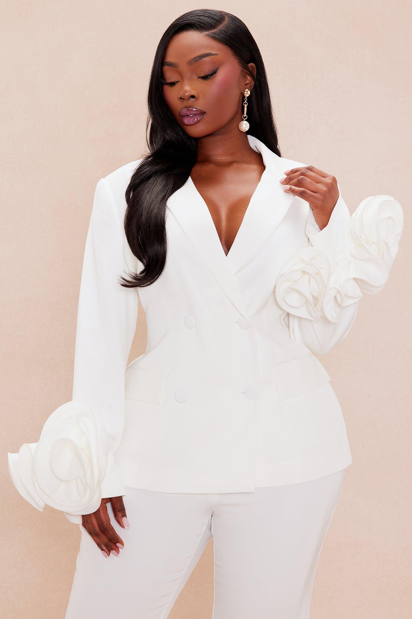 Amora Blazer Suit Set - White Product Image