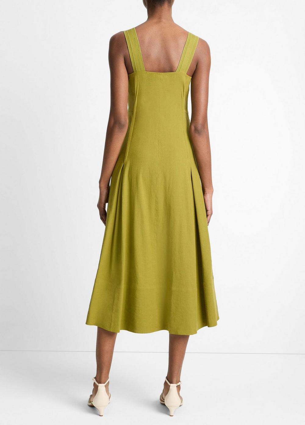 Womens Linen-Blend Square-Neck Dress Vince Product Image