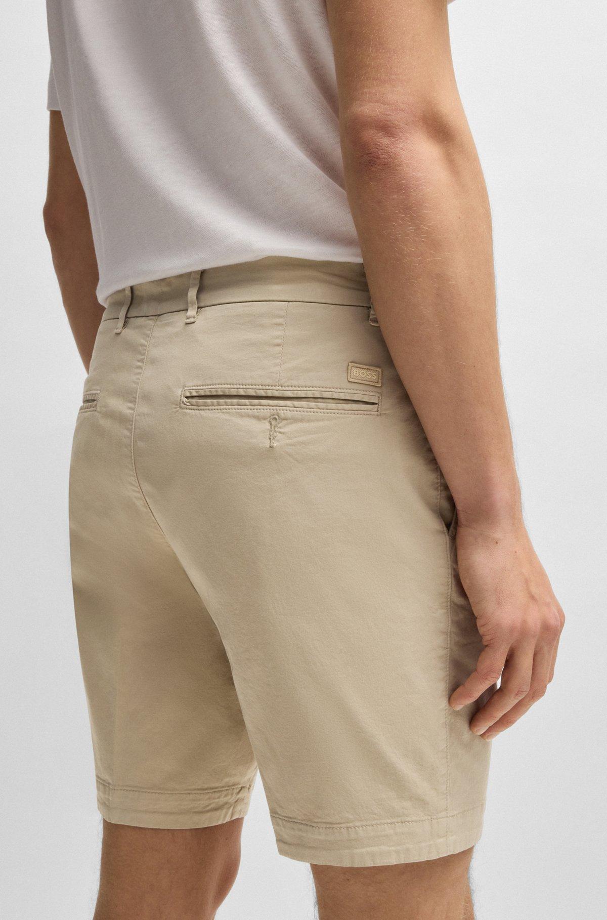 BOSS - Slim-fit shorts in stretch-cotton twill - Light Orange Product Image