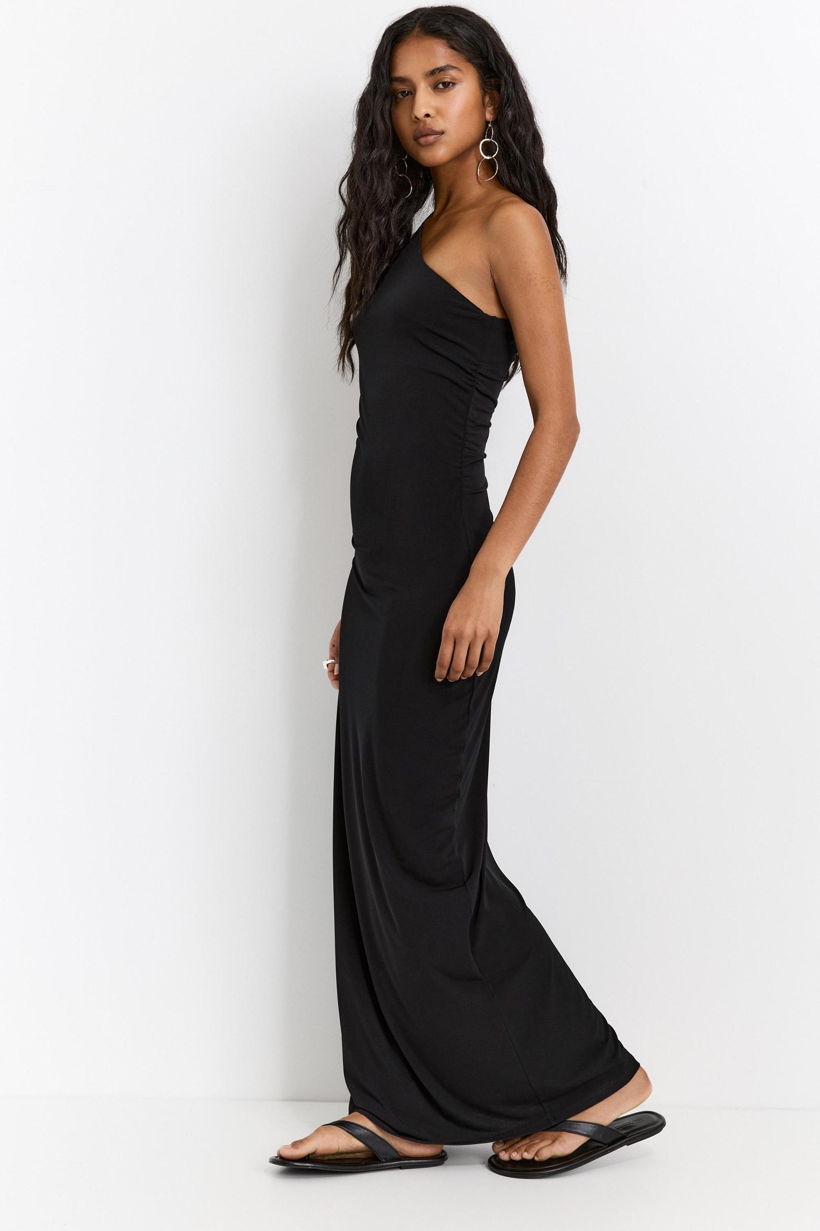 Asymmetric midi gathered dress Product Image