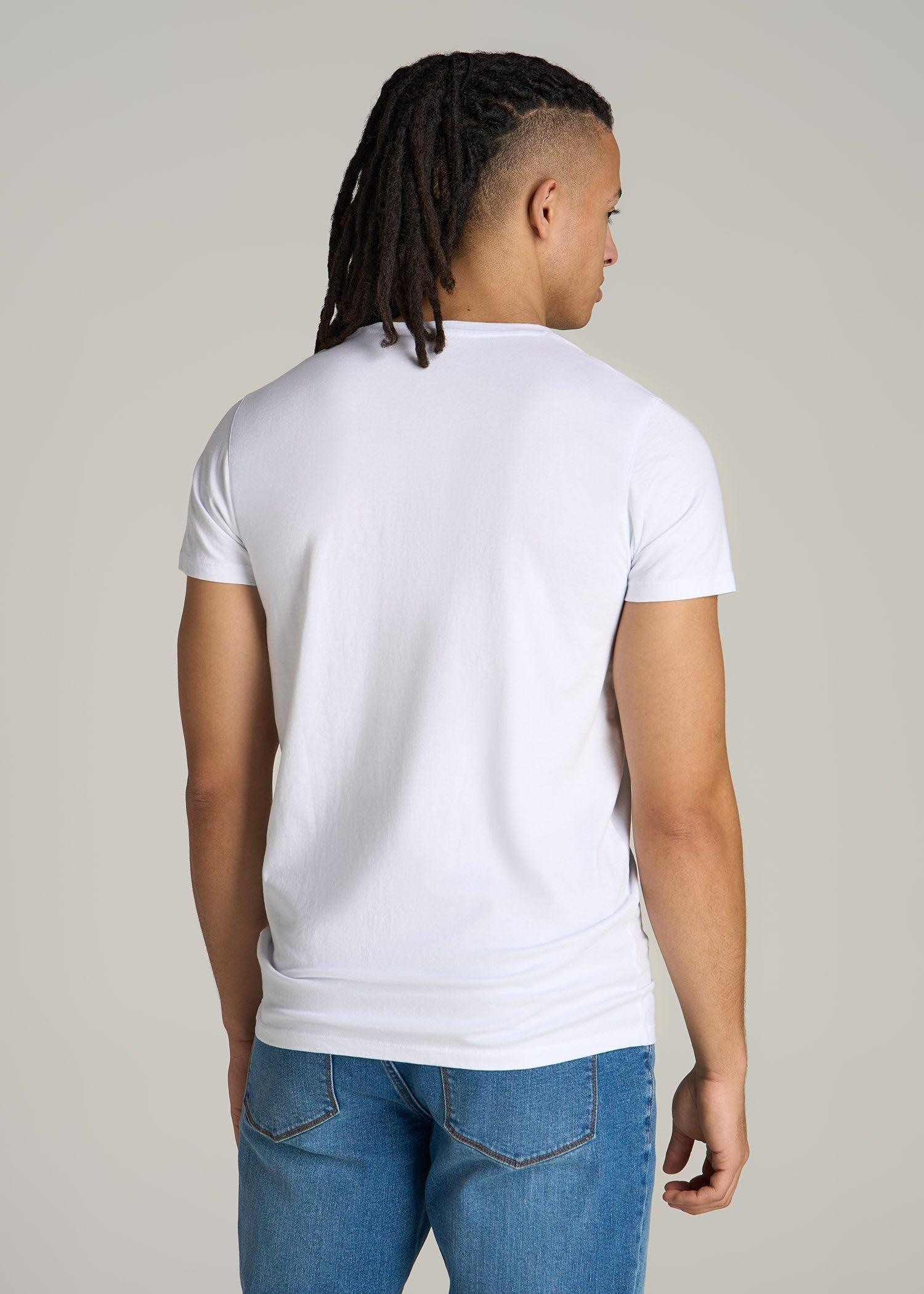Modern Fit Garment Dyed Cotton T-Shirt for Tall Men in White Male Product Image