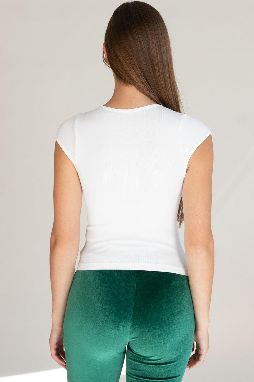 Notch Neck Ribbed Seamless Tee Product Image