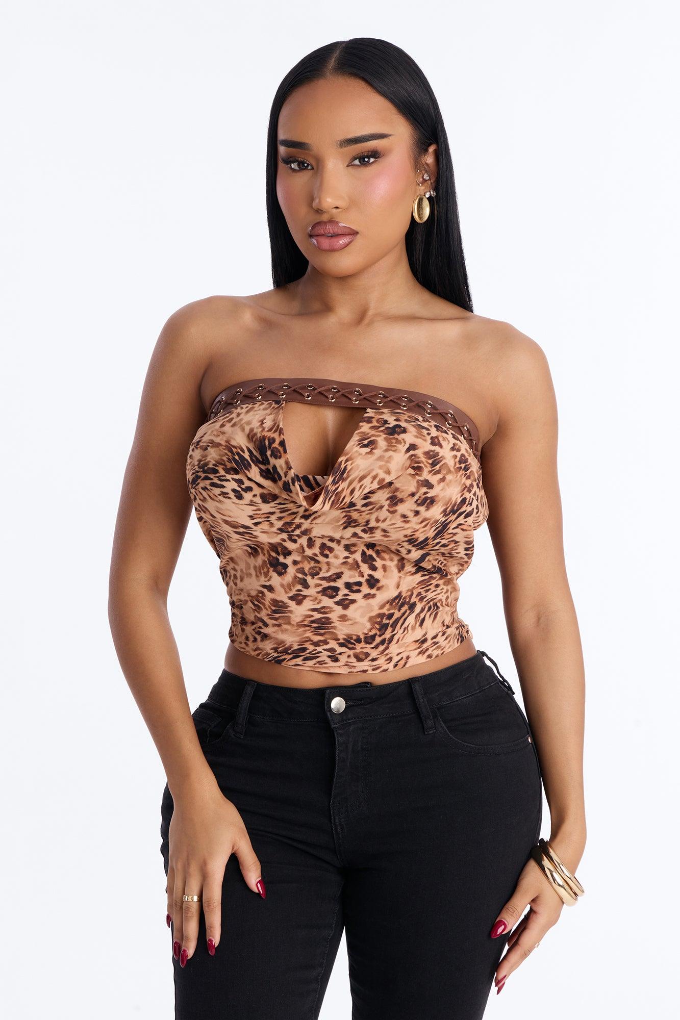 Wild Side Leopard Chiffon Top - Brown/combo Female Product Image