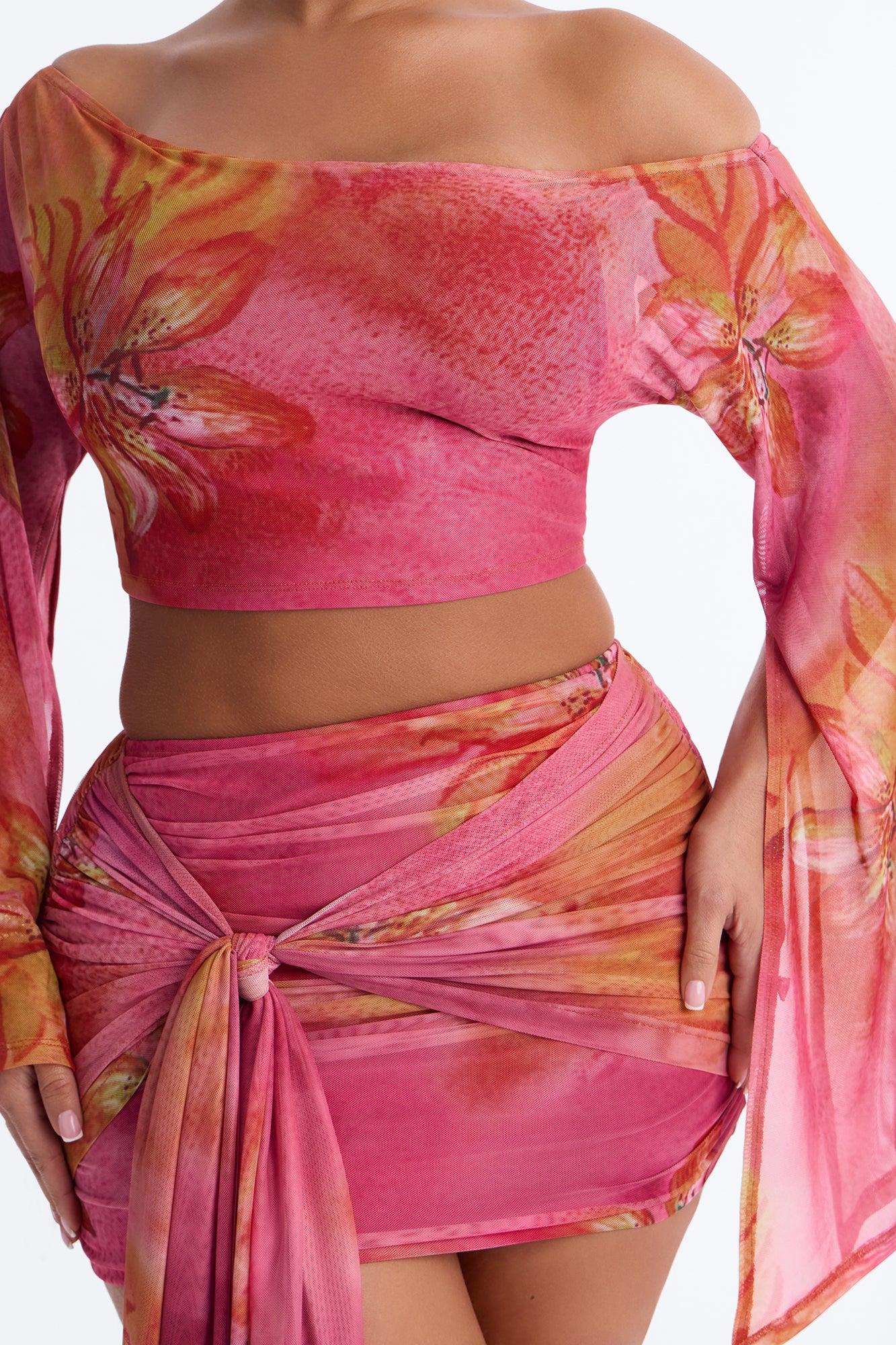 Tropic Tease Mesh Skirt Set - Pink Female Product Image
