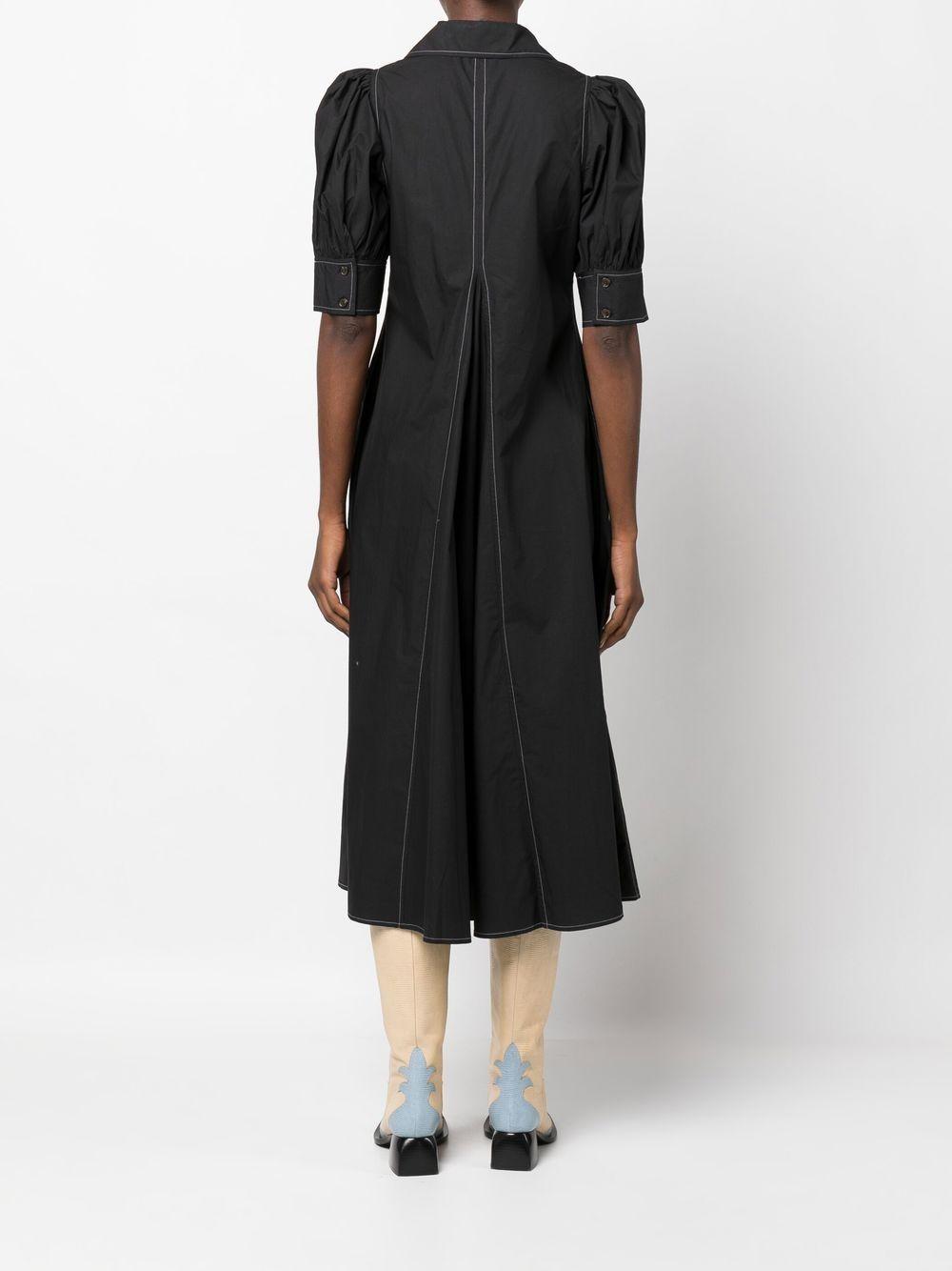 puff-sleeved box-pleat dress Product Image