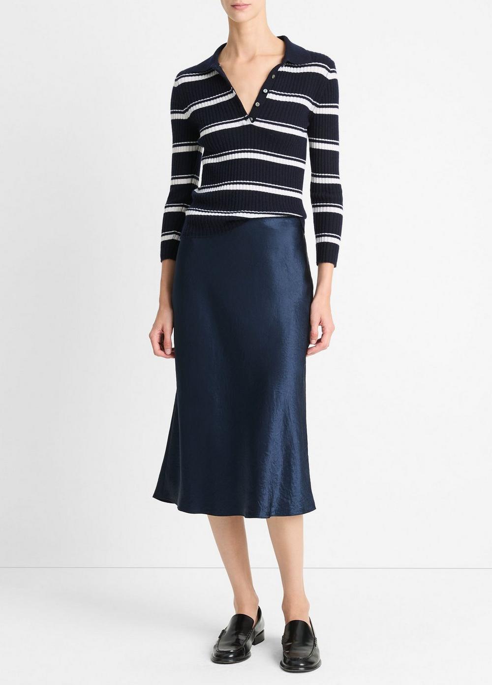 Striped Cashmere-Blend Polo Sweater Product Image
