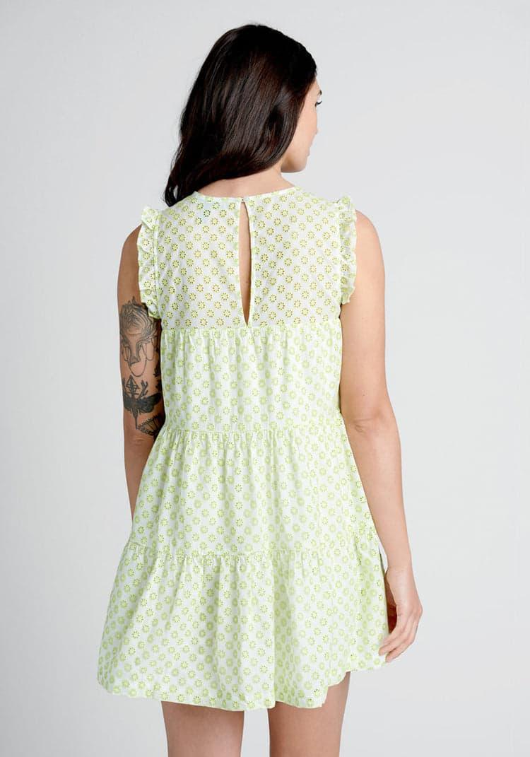 Day Tripping in Eyelet Flower Fields Trapeze Dress Product Image