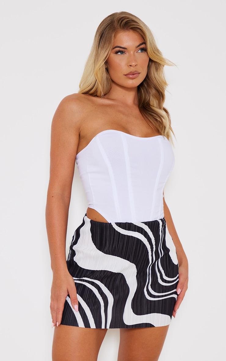 Black Printed Plisse Micro Mini Skirt Product Image