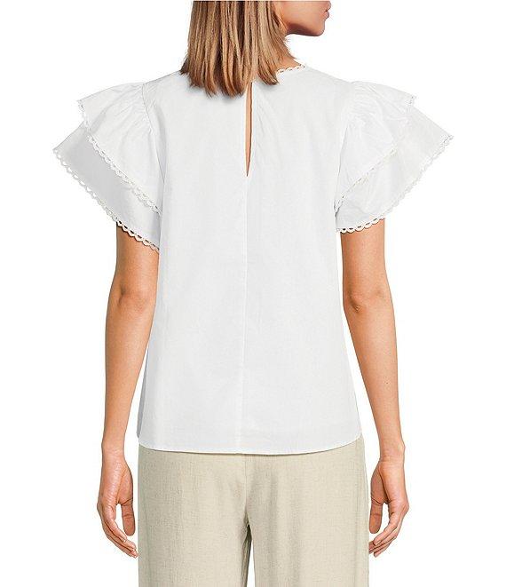 Sugarlips Poplin Crew Neck Short Sleeve Woven Top Product Image