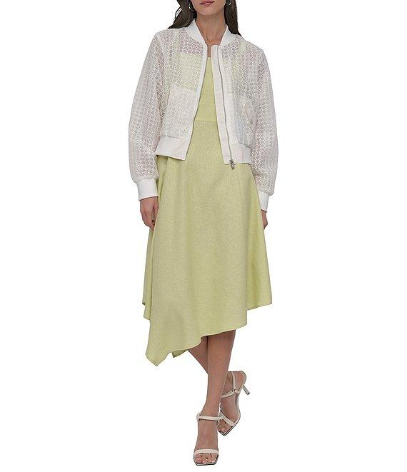 DKNY by Donna Karan Eyelet Organza Bomber Jacket Product Image