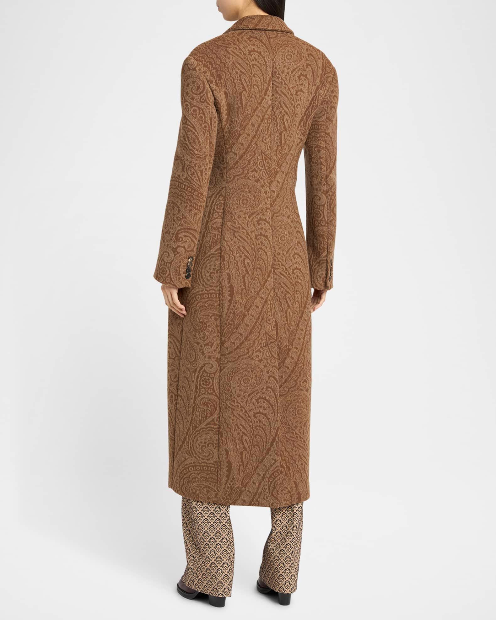 Paisley Wool Laced Long Trench Coat Product Image