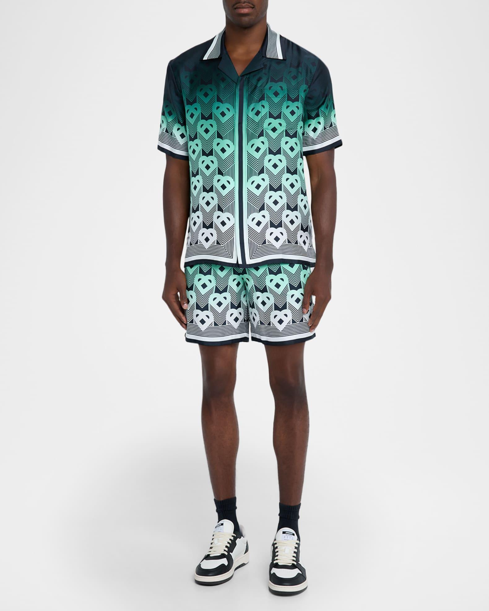 Men's Silk Heart Monogram Short-Sleeve Shirt Product Image