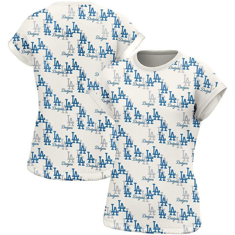 Women's Lusso Style  White Los Angeles Dodgers Madge Dolman Tri-Blend T-Shirt, Size: Large Product Image