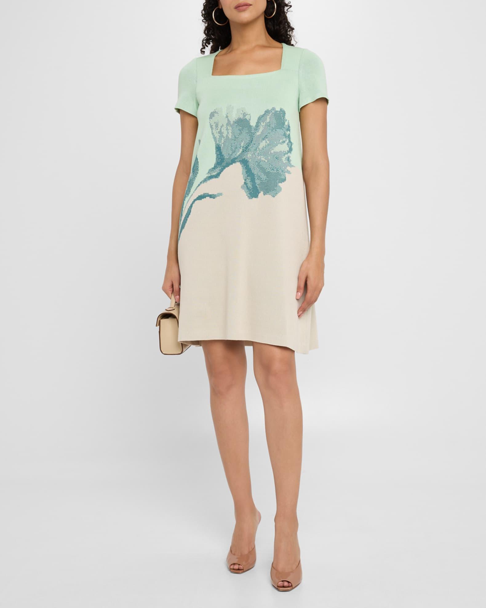 Floral Jacquard Knit  Knee-Length A-Line Dress Product Image