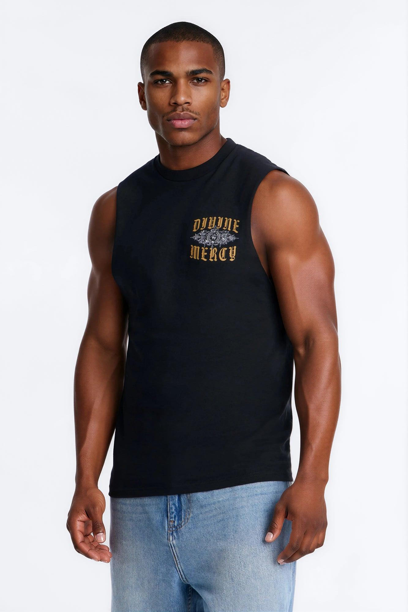Divine Mercy Muscle Tee - Black Male Product Image