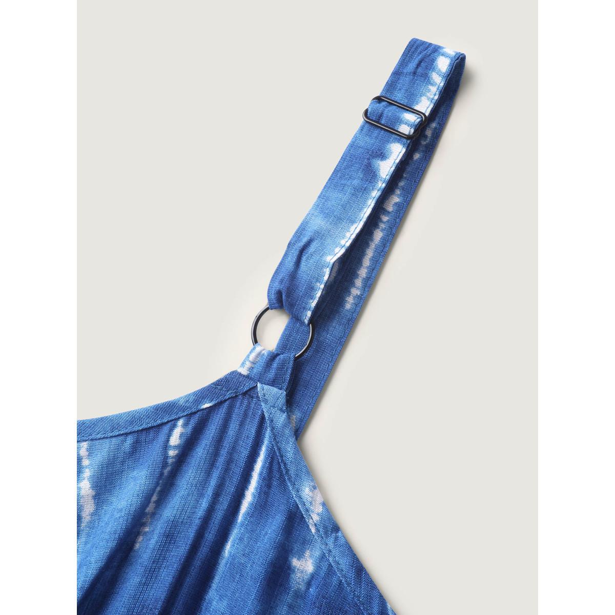 Plus Size Tie-Dye Lace Trim Cami Midi Dress Mediumblue Women Boho V-neck Sleeveless Curvy BloomChic 26/4X Product Image