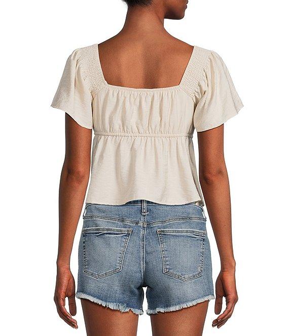 Honey & Sparkle Smocked V-Neck Ruffle Short Sleeve Top Product Image