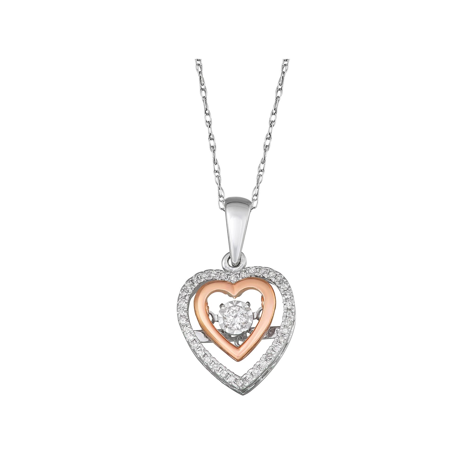 1/6 Carat T.W. Diamond 10K Gold Two-Tone Heart Pendant Necklace, Women's, Size: 18", 10k Whgold Product Image