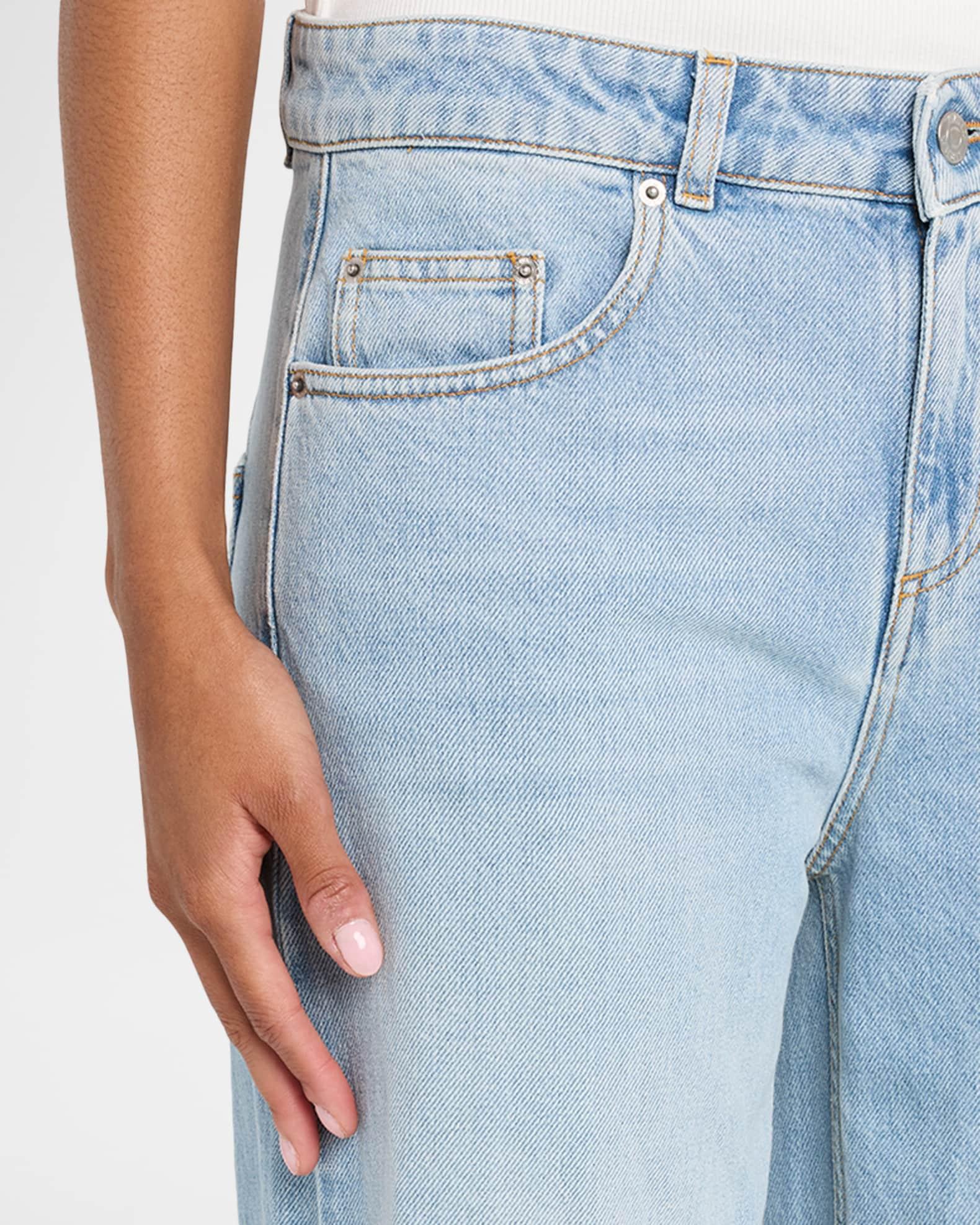 Crystal Distressed Slit Wide-Leg Jeans Product Image