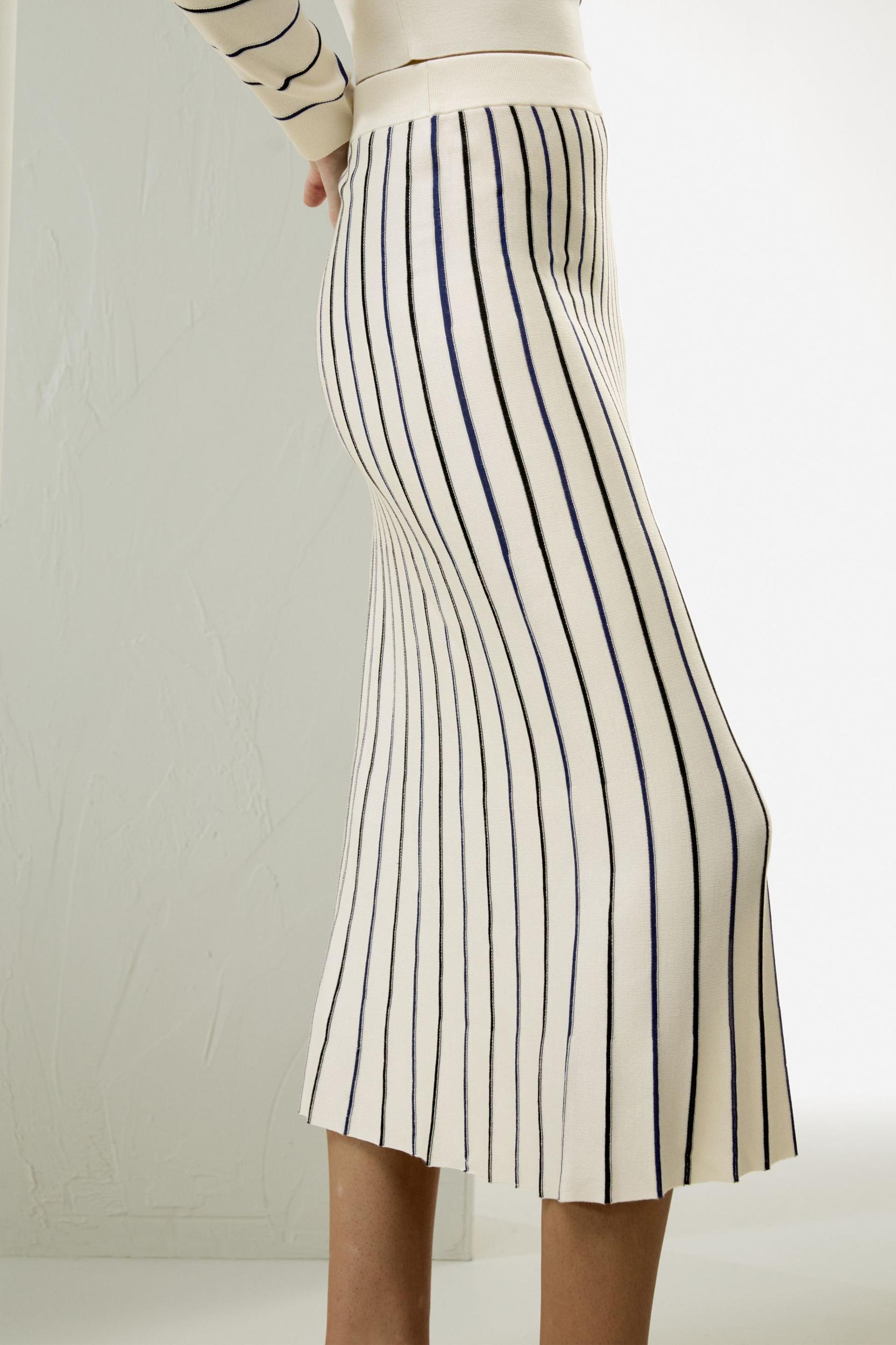 Pinstriped Silk Knitted Skirt Product Image
