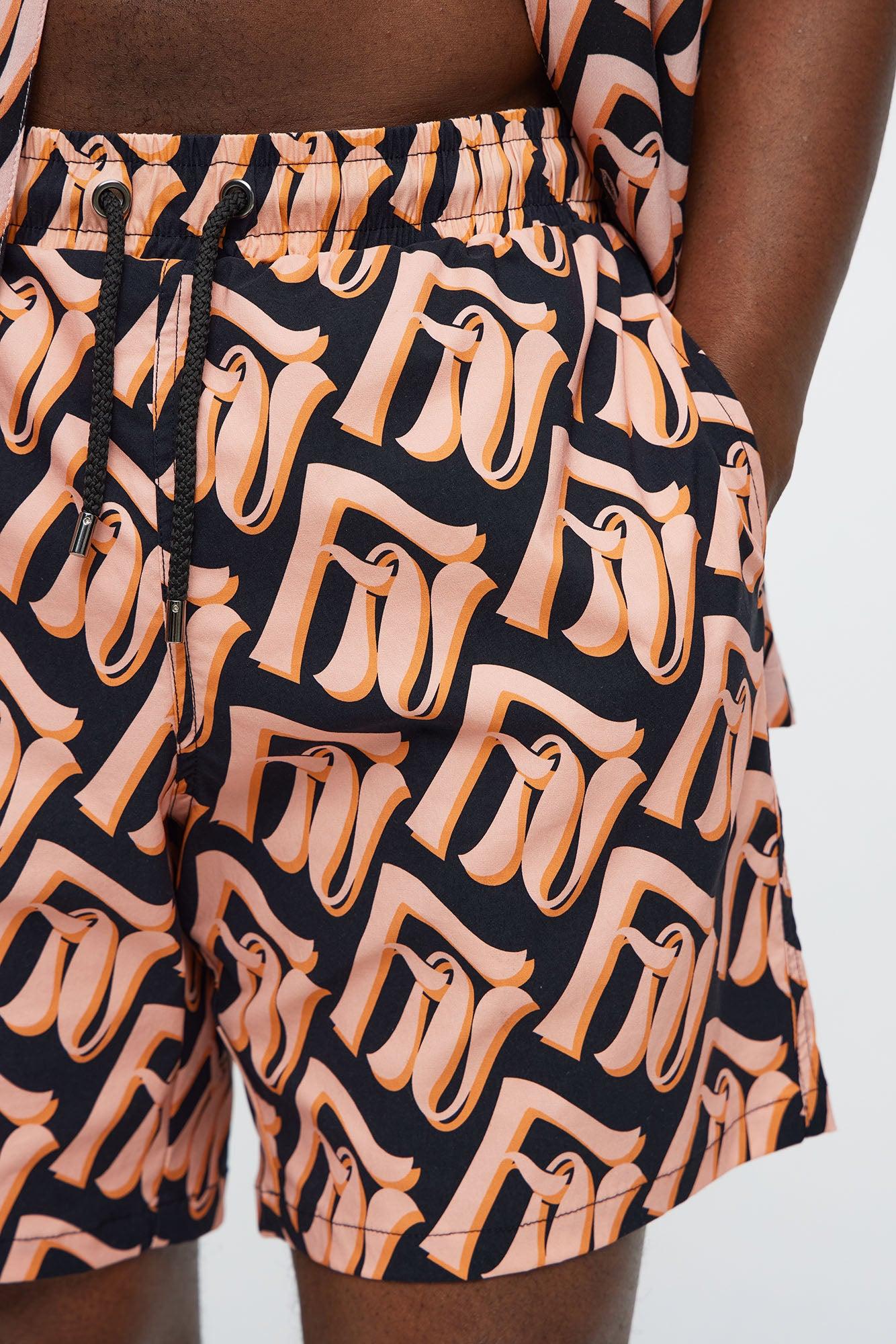 Chateau Monogram Printed Swim Classic Trunk - Black/combo Product Image