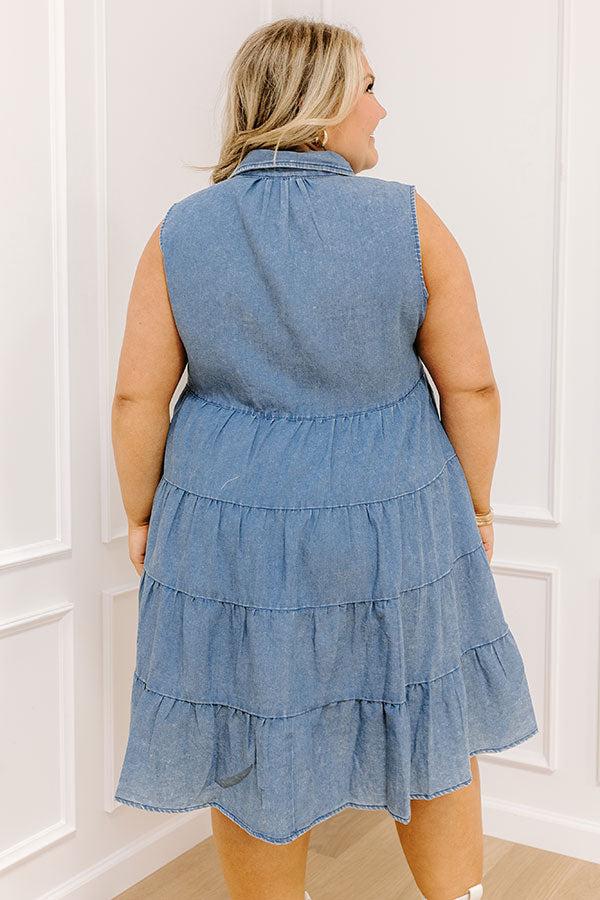 Ocean Retreat Chambray Mini Dress Curves Product Image