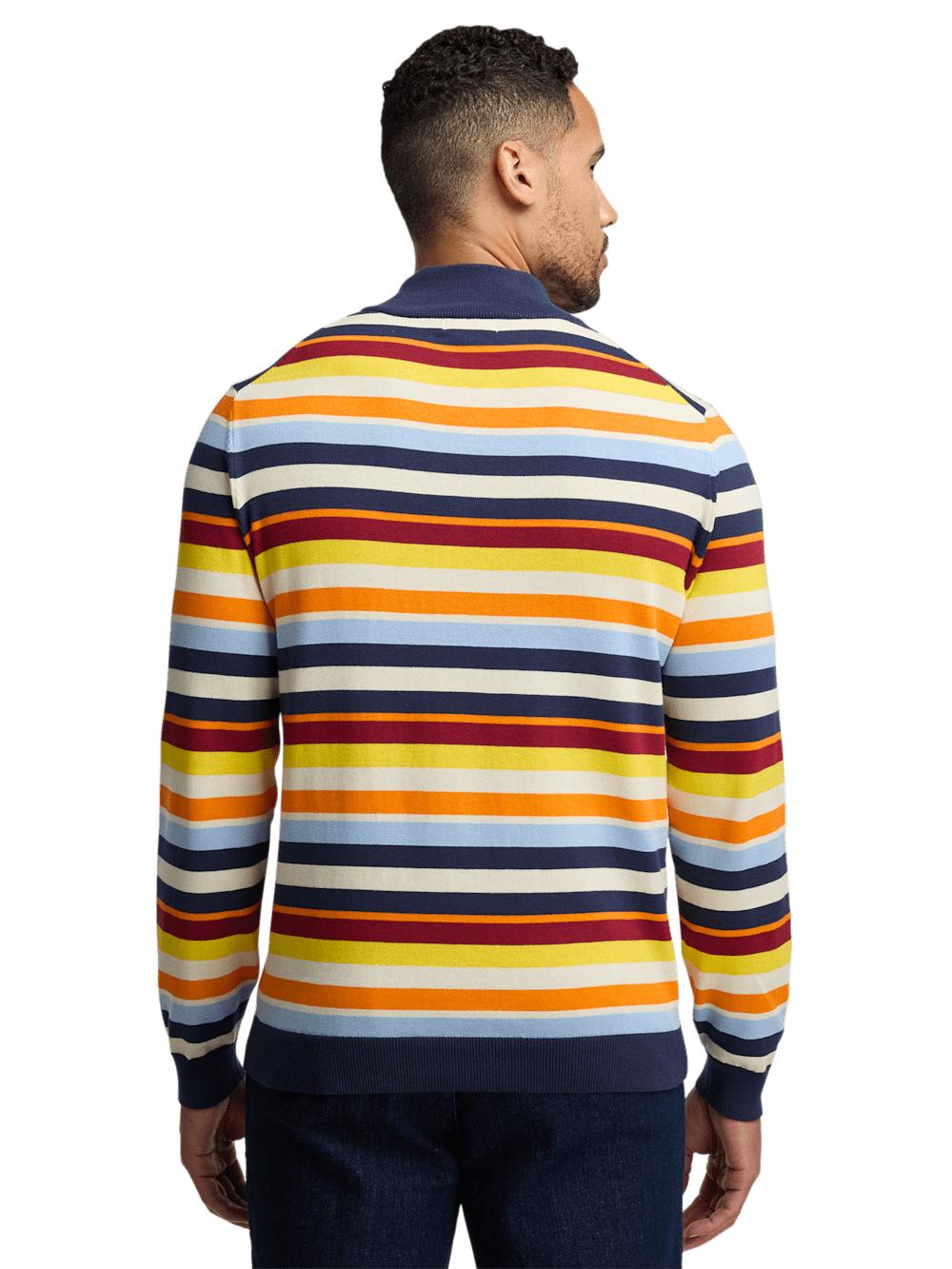 Cotton Quarter Zip Mock Neck Sweater - Multi Product Image