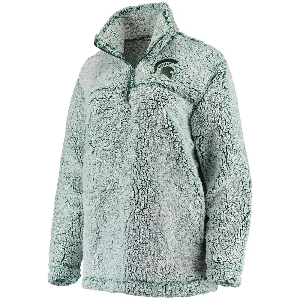 Women's Green Michigan State Spartans Sherpa Super Soft Quarter Zip Pullover Jacket, Size: XS Product Image