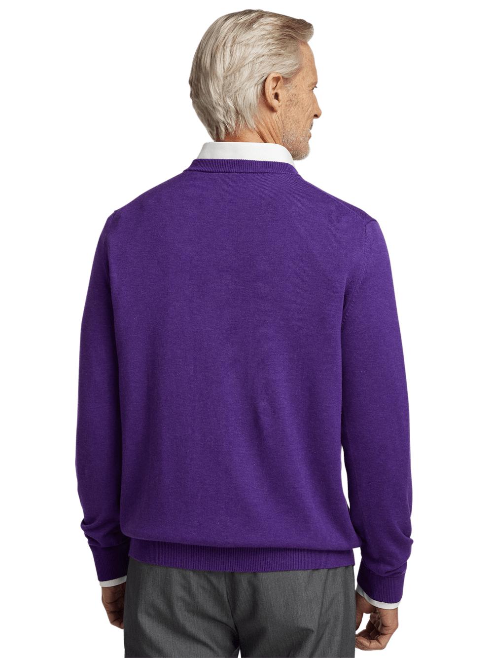 Supima Cotton V-neck Sweater - Purple Product Image