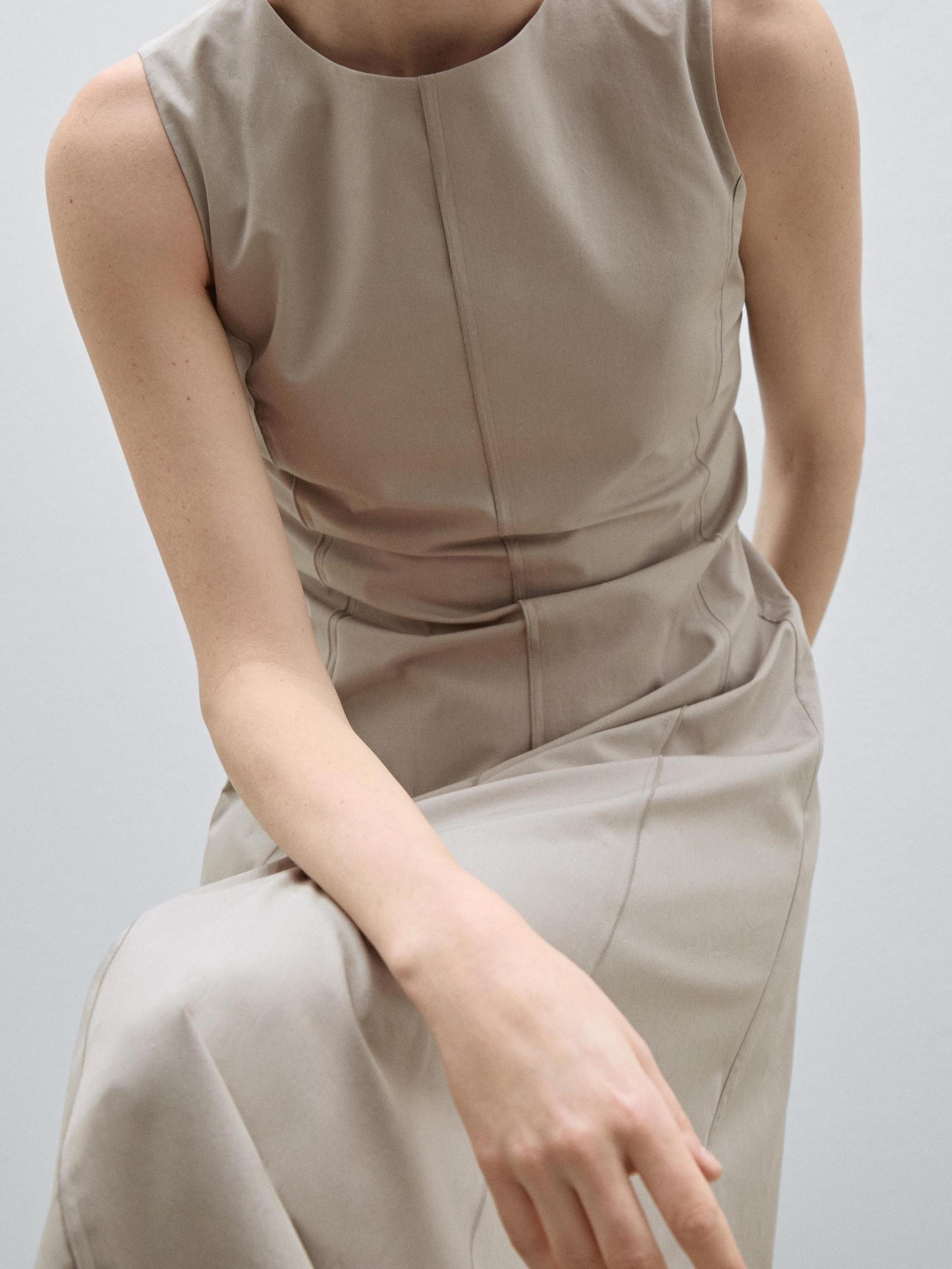 Poplin flounce midi dress Product Image