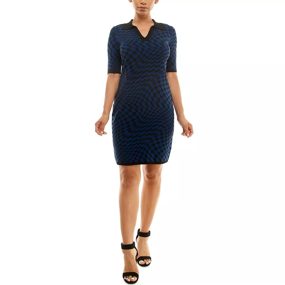 Women's Nina Leonard Abstract Jacquard Sweater Dress,  Product Image