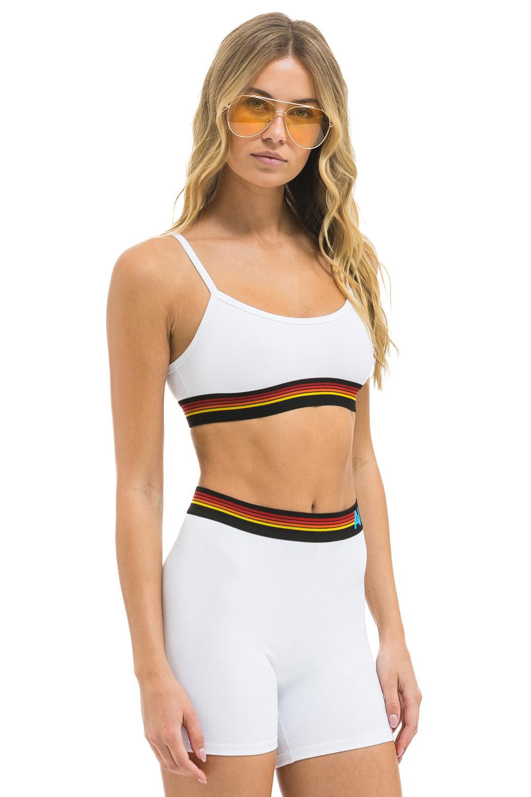 LOGO 4 INCH HI-RISE BIKER SHORT - WHITE Female Product Image