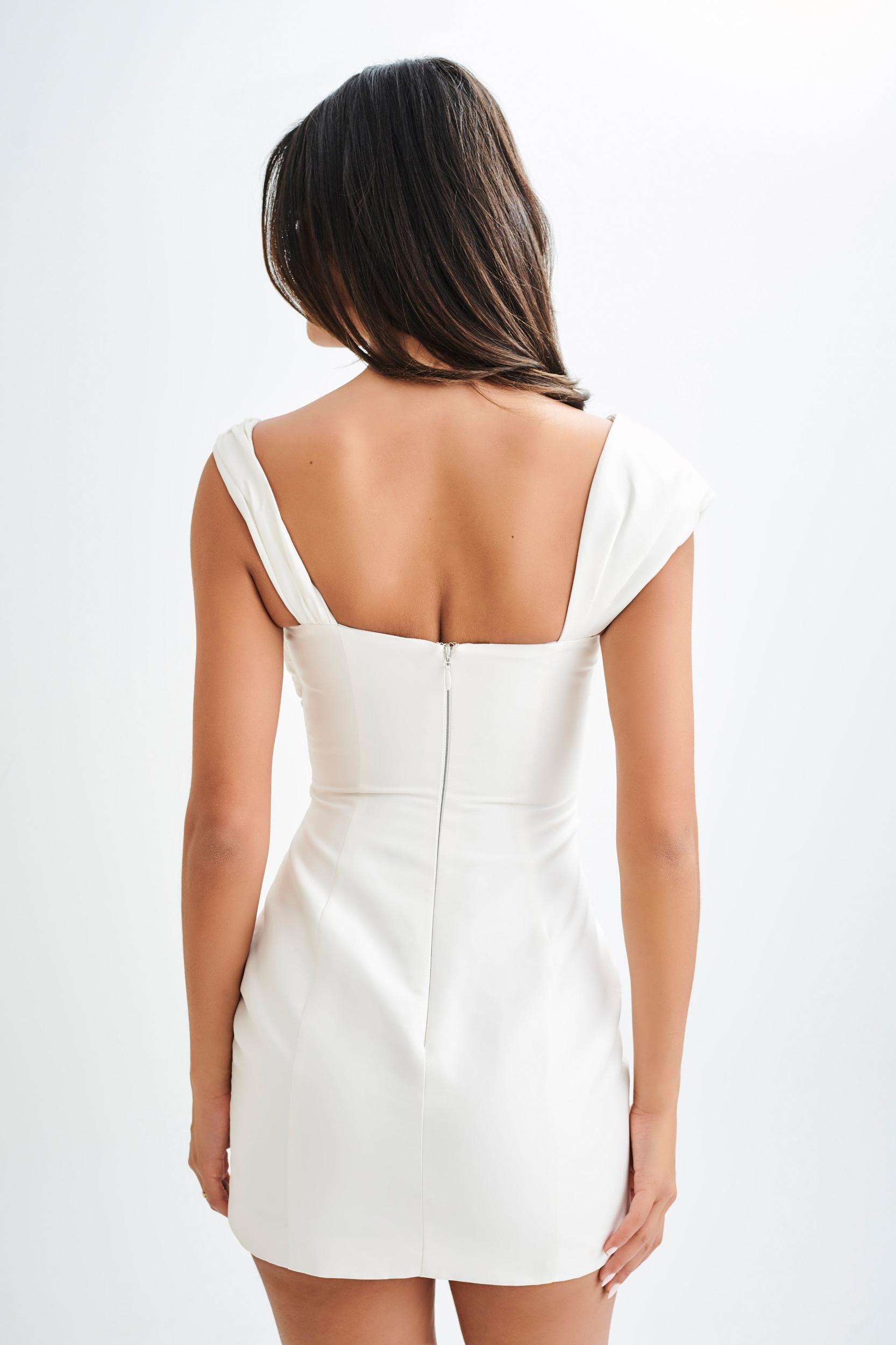 Farrah Structured Draped Mini Dress - White Product Image