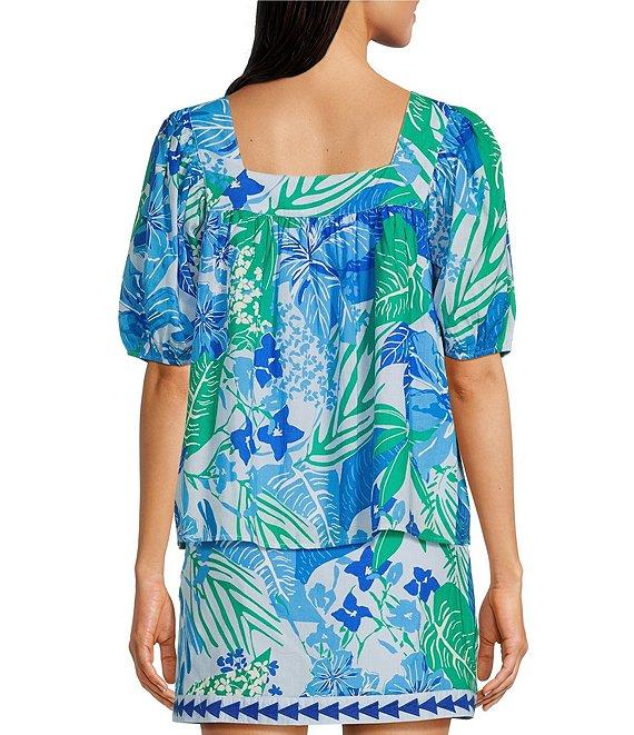 J.Marie Coordinating Andie Floral Print Square Neck Puff Sleeve Top Product Image