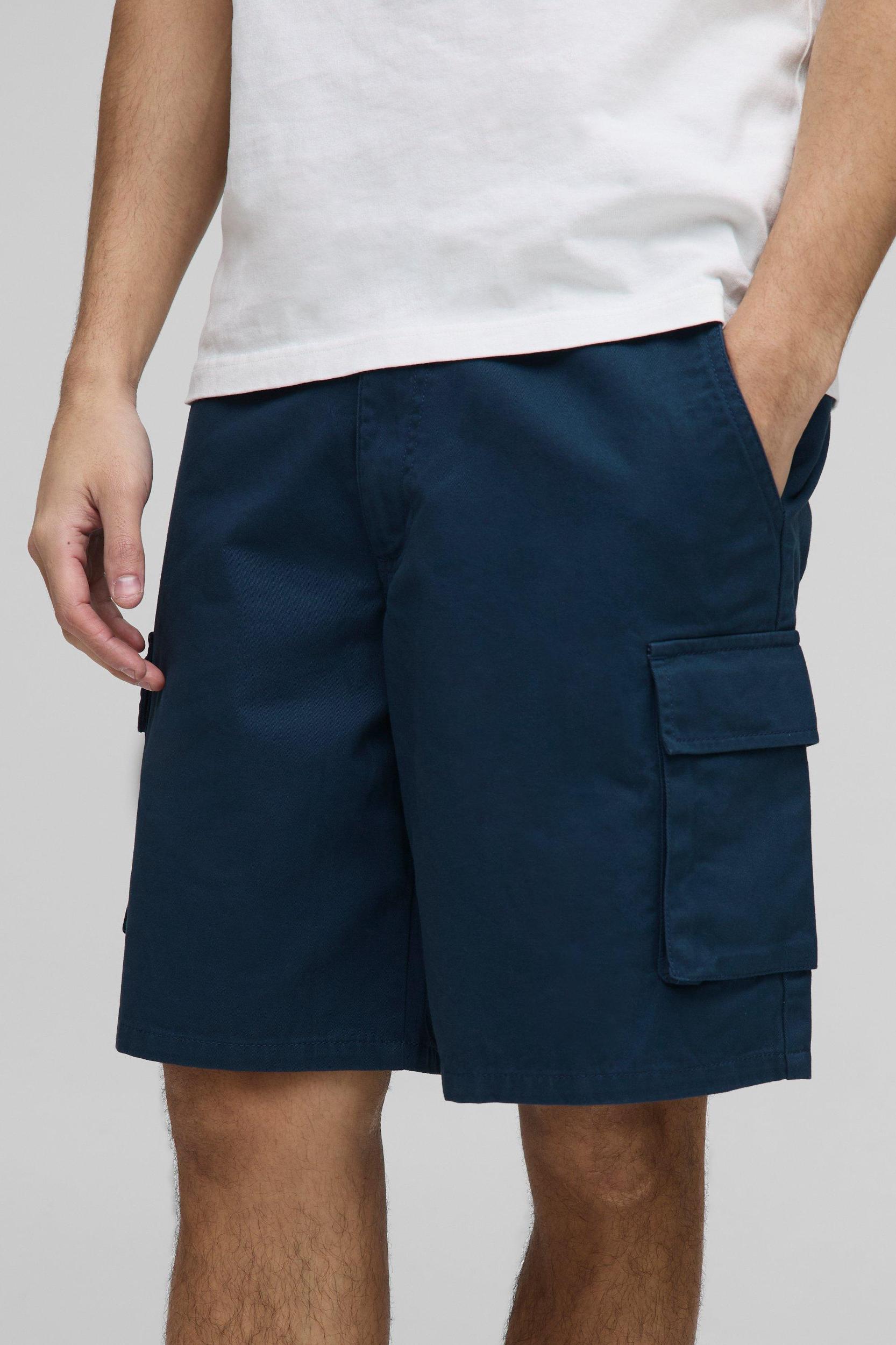 Fixed Waist Baggy Cargo Twill Shorts | boohooMAN USA Product Image