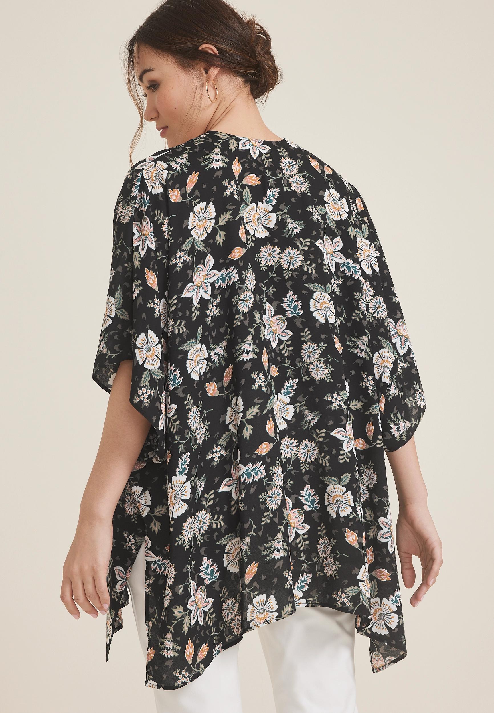 Black Multi Floral Kimono Product Image