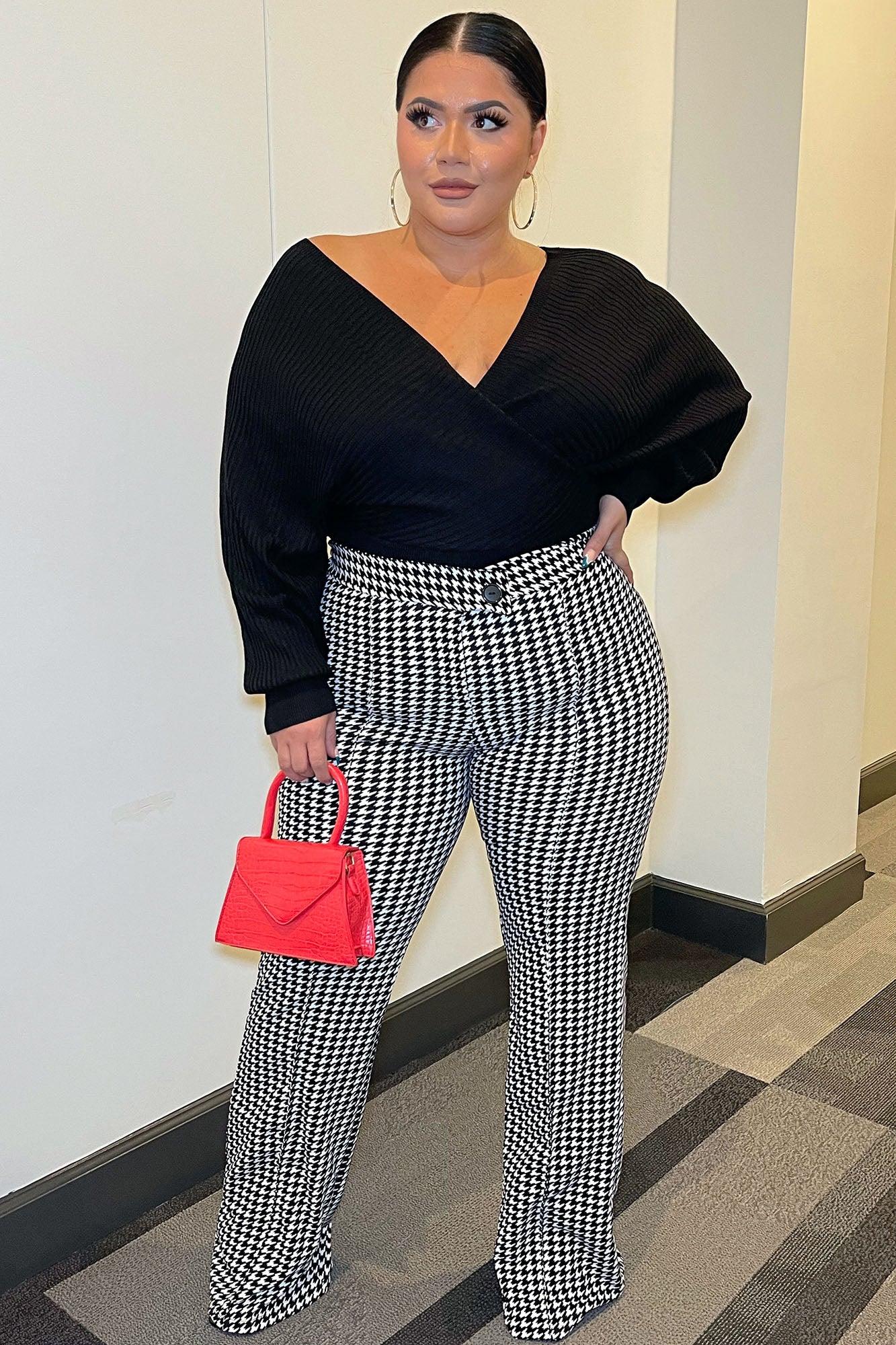 Check Back Later Wide Leg Pants - Black/White Product Image