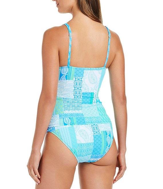 Bleu Rod Beattie Crazy Love Printed V-Neck Shirred Bodice Tankini Swim Top Product Image