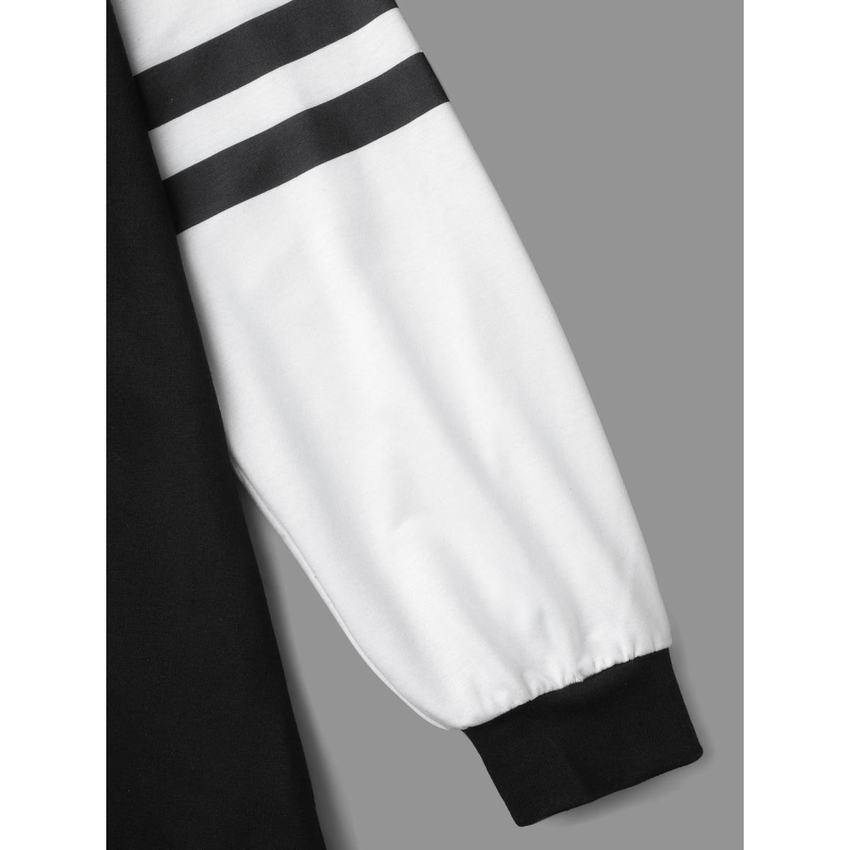 Plus Size Color Block Raglan Sleeve Stretchy Sweatshirt Women Black Casual Contrast Round Neck Everyday Sweatshirts BloomChic 22-24/3X Product Image