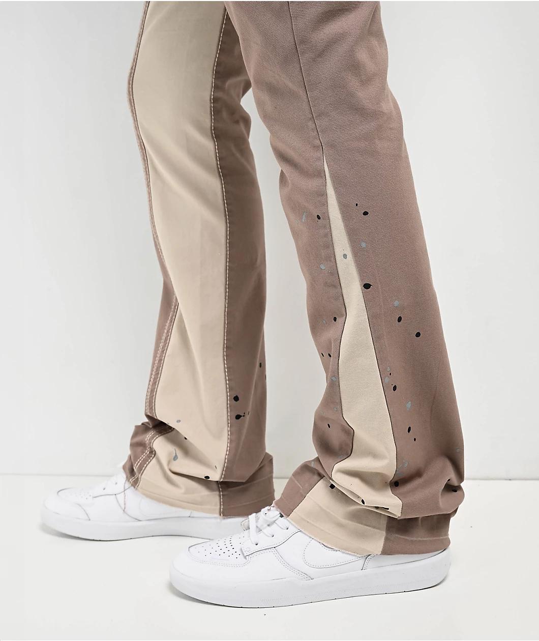 Ninth Hall Signal Stacked Painter Flare Taupe Grey Pants Product Image